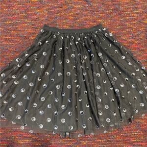 Ann Taylor Black Skater Skirt with Silver Details, sp, excellent condition